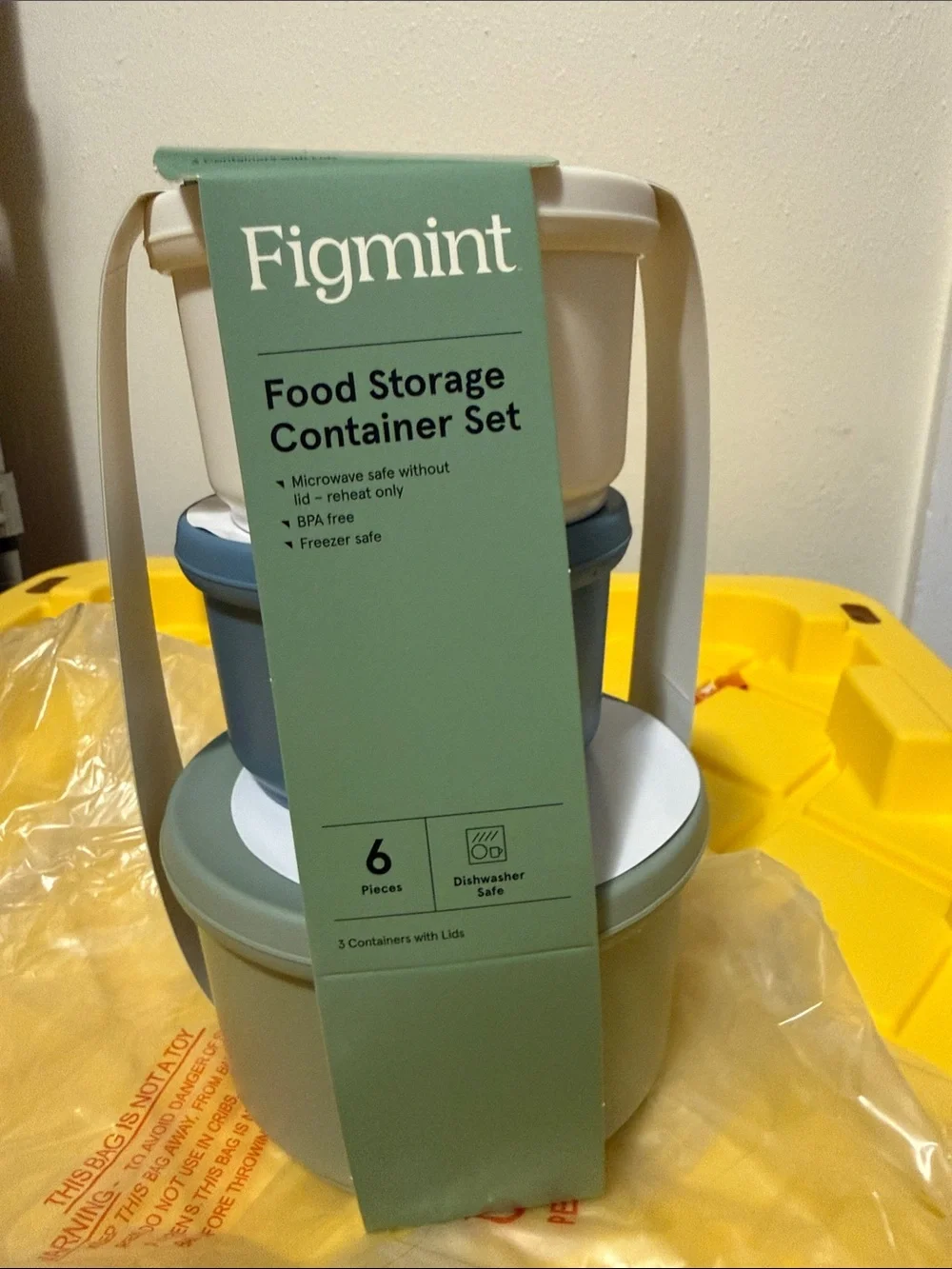 Figmint Stackable Food Storage Set in Blue and White & green